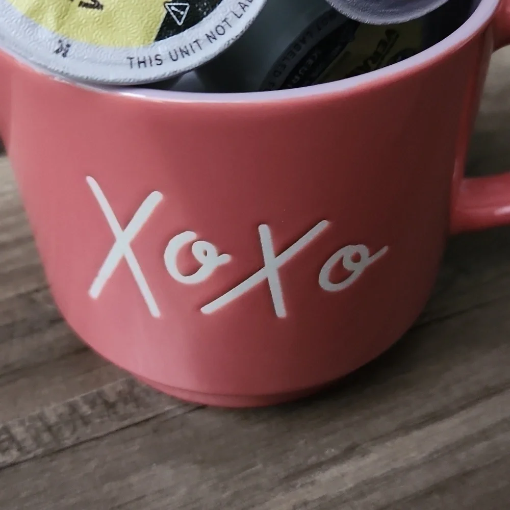 Pink XOXO COFFEE MUG WITH STARBUCKS COFFEE PERFECT FOR MOTHERS DAY
